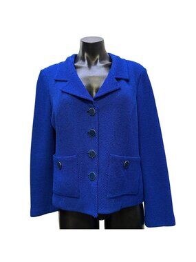 St John Knit Jacket Cobalt Blue Button Front 8